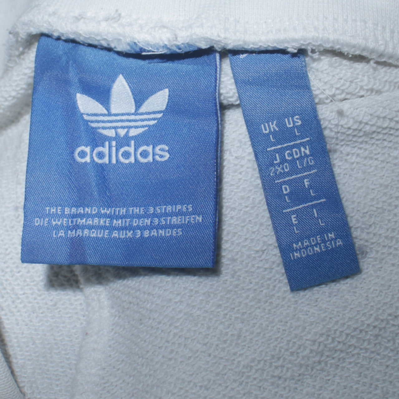 adidas Men’s White Sweatpants L Regular Fit Tapered Fleece Joggers