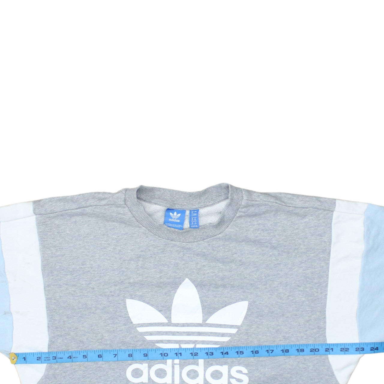 Adidas Women's Grey & Blue Crew Neck Sweatshirt Size 8 Classic Logo