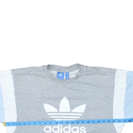 Adidas Women's Grey & Blue Crew Neck Sweatshirt Size 8 Classic Logo
