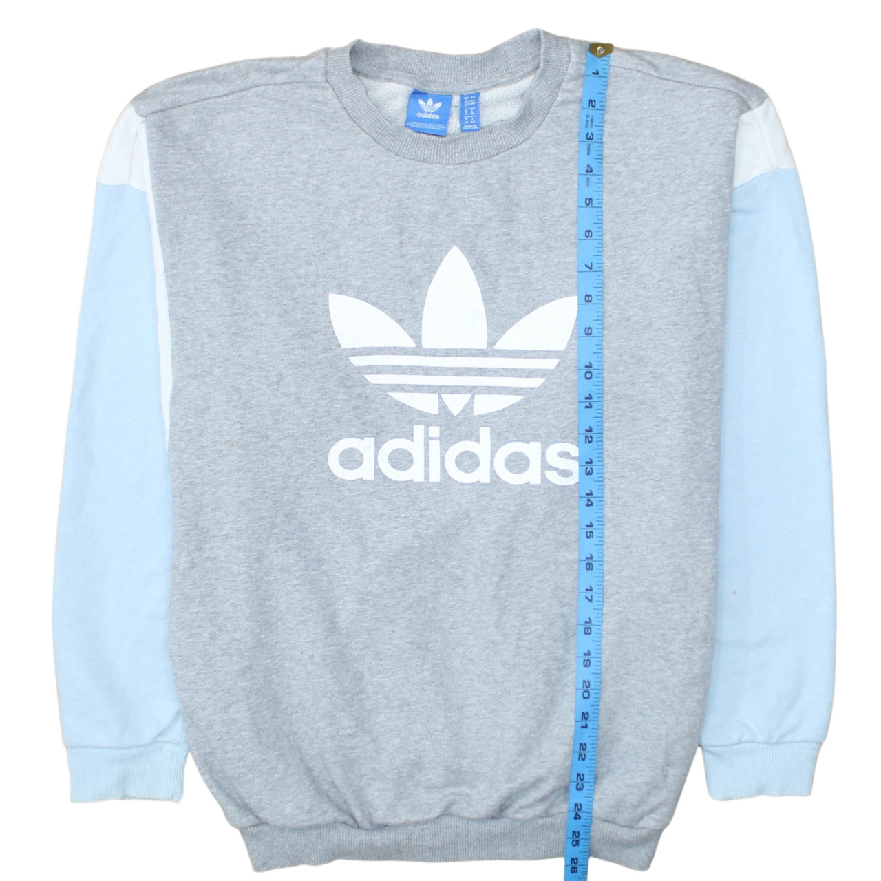 Adidas Women's Grey & Blue Crew Neck Sweatshirt Size 8 Classic Logo