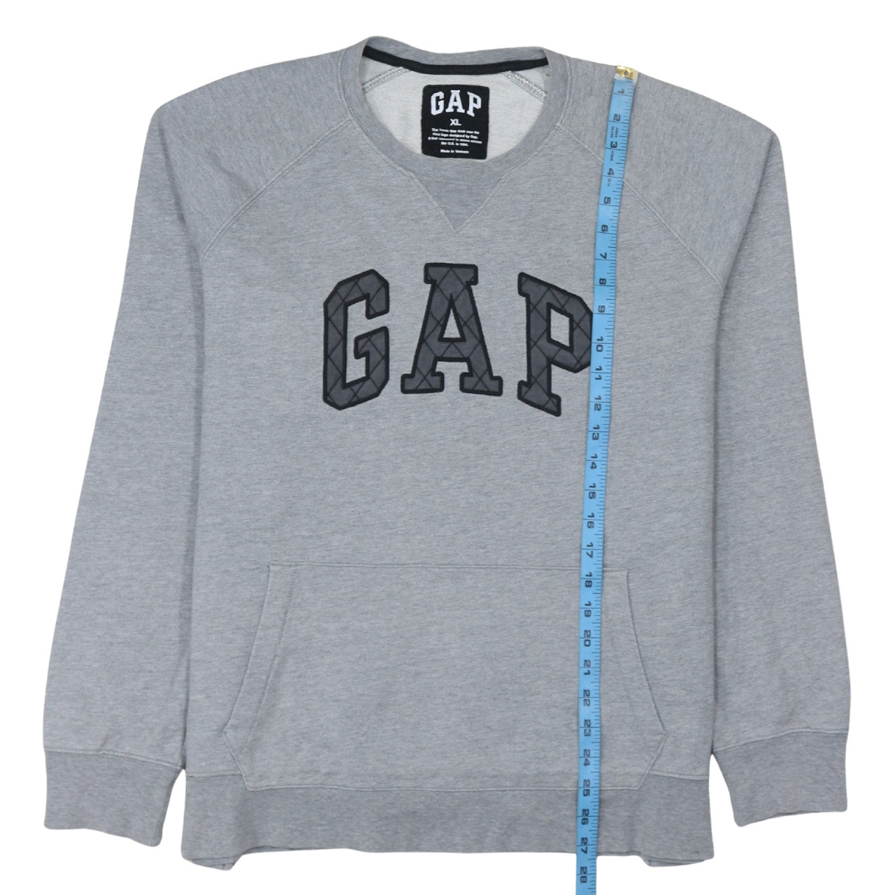 GAP Men's Grey XL Pullover Sweatshirt with Quilted Logo