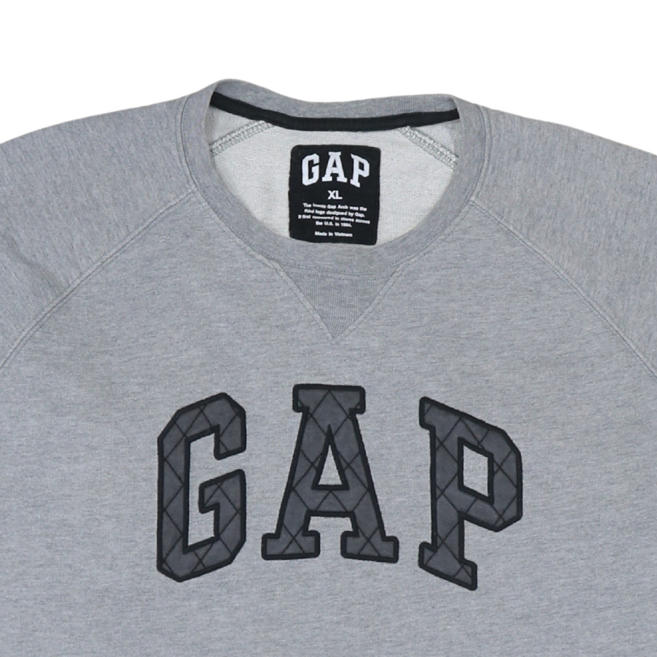 GAP Men's Grey XL Pullover Sweatshirt with Quilted Logo