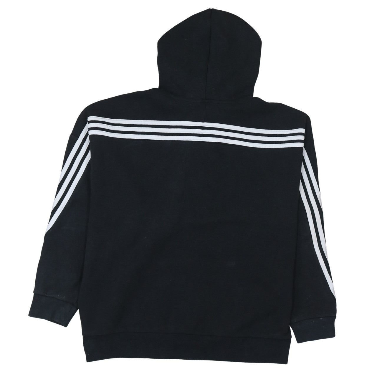 Adidas Women Black L Pullover Hoodie Sweatshirt with Stripes