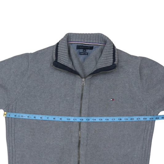 Tommy Hilfiger Men's Grey XL Full Zip Cotton Jumper