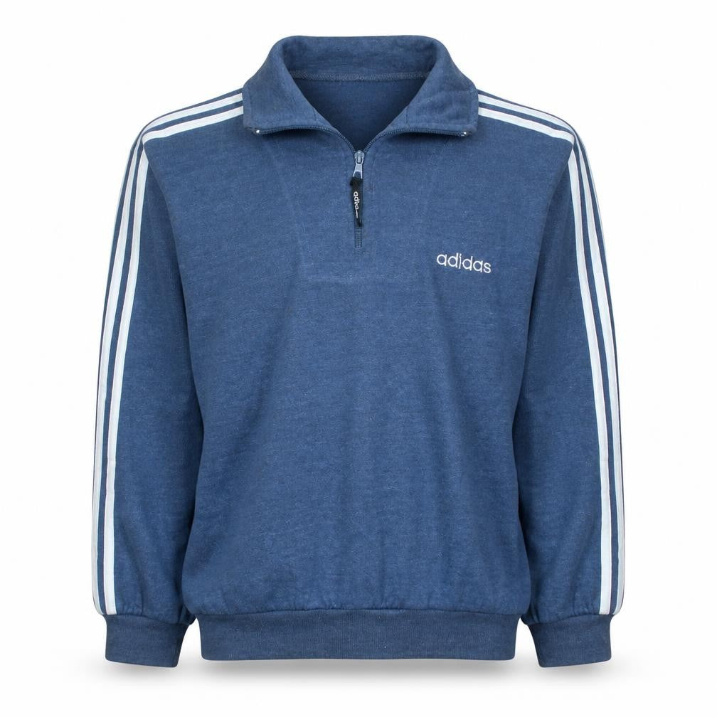 Front view of Adidas Men’s Blue 1/2 Zip Sweatshirt XS Vintage Sportswear