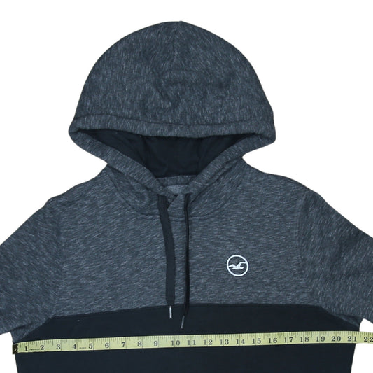 Hollister Men’s Grey Colour Block Pullover Hoodie Size S