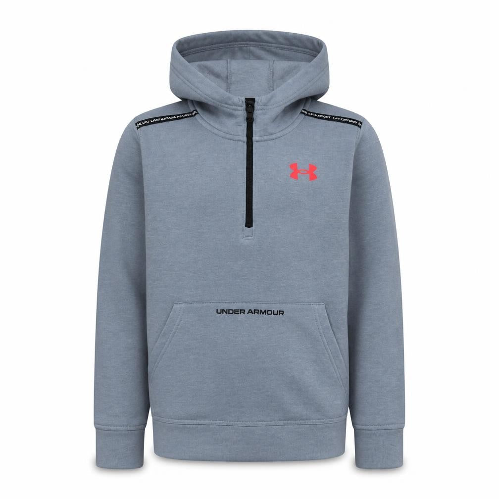 Under Armour Boys Grey Half Zip Hoodie Size 158cm Cotton Blend