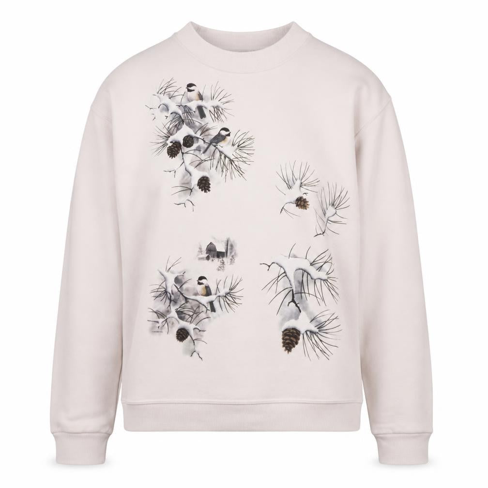 Jerzees Womens Beige Bird Print Pullover Sweatshirt M