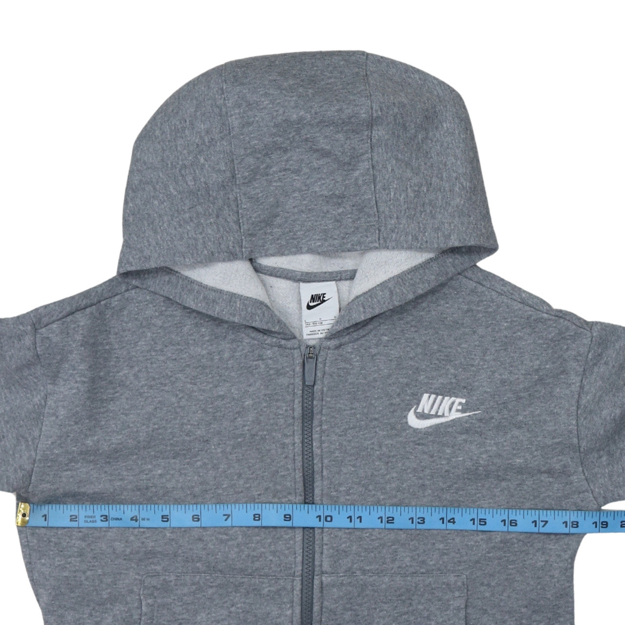 Nike Boys Grey Full Zip Hoodie L 146-156cm Cotton Blend