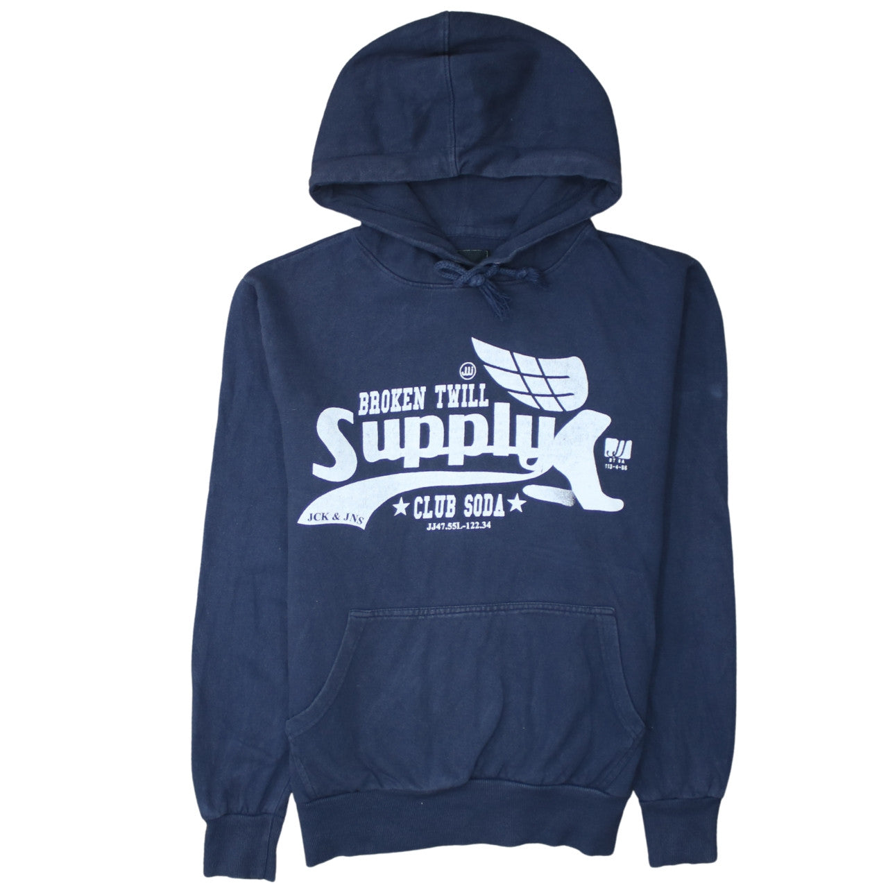 Jack & Jones Men's Blue Pullover Hoodie M Fleece Graphic Print