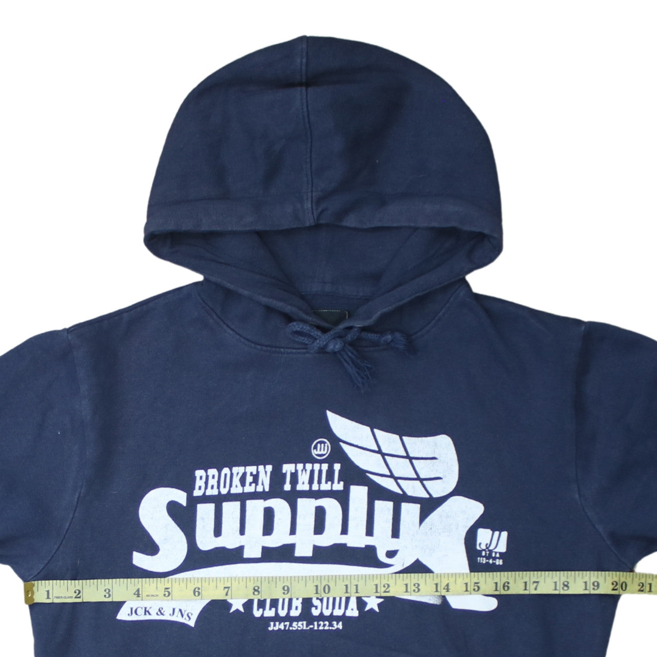 Jack & Jones Men's Blue Pullover Hoodie M Fleece Graphic Print