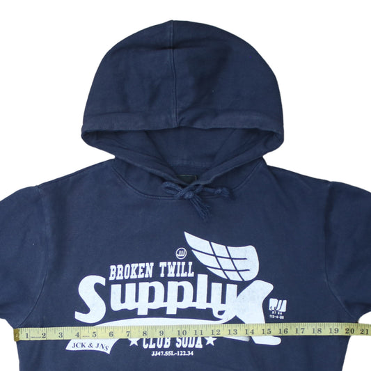 Jack & Jones Men's Blue Pullover Hoodie M Fleece Graphic Print