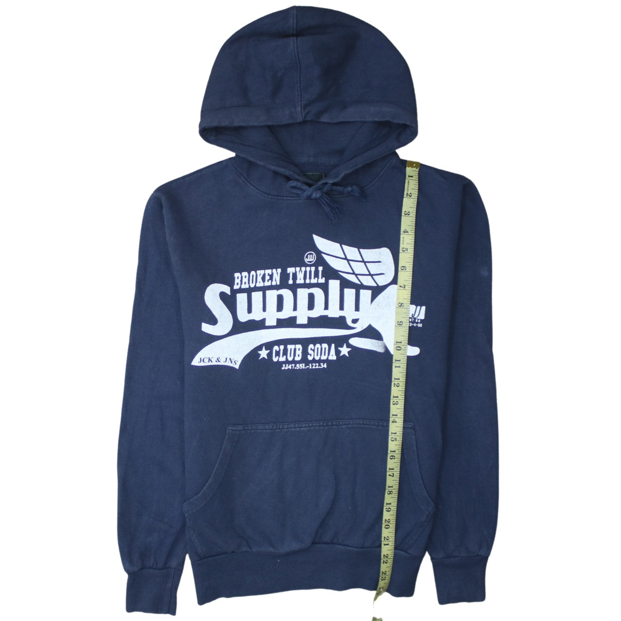 Jack & Jones Men's Blue Pullover Hoodie M Fleece Graphic Print