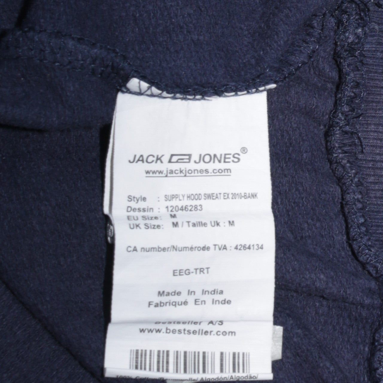 Jack & Jones Men's Blue Pullover Hoodie M Fleece Graphic Print