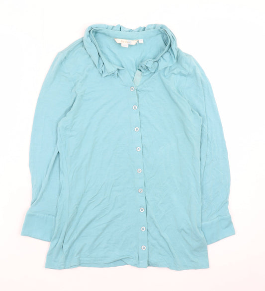 Boden Women Blue Long Sleeve Collared Button-Up Shirt Size 8