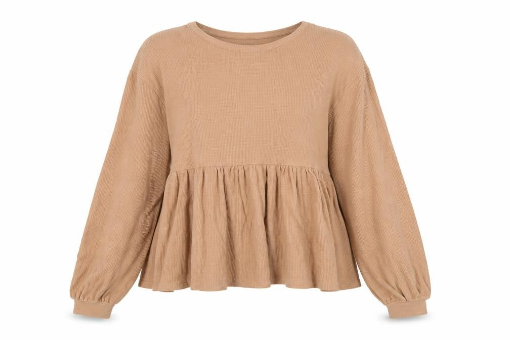 ASOS Design Women Beige Long Sleeve Cotton Tunic Top Size 6 Tall