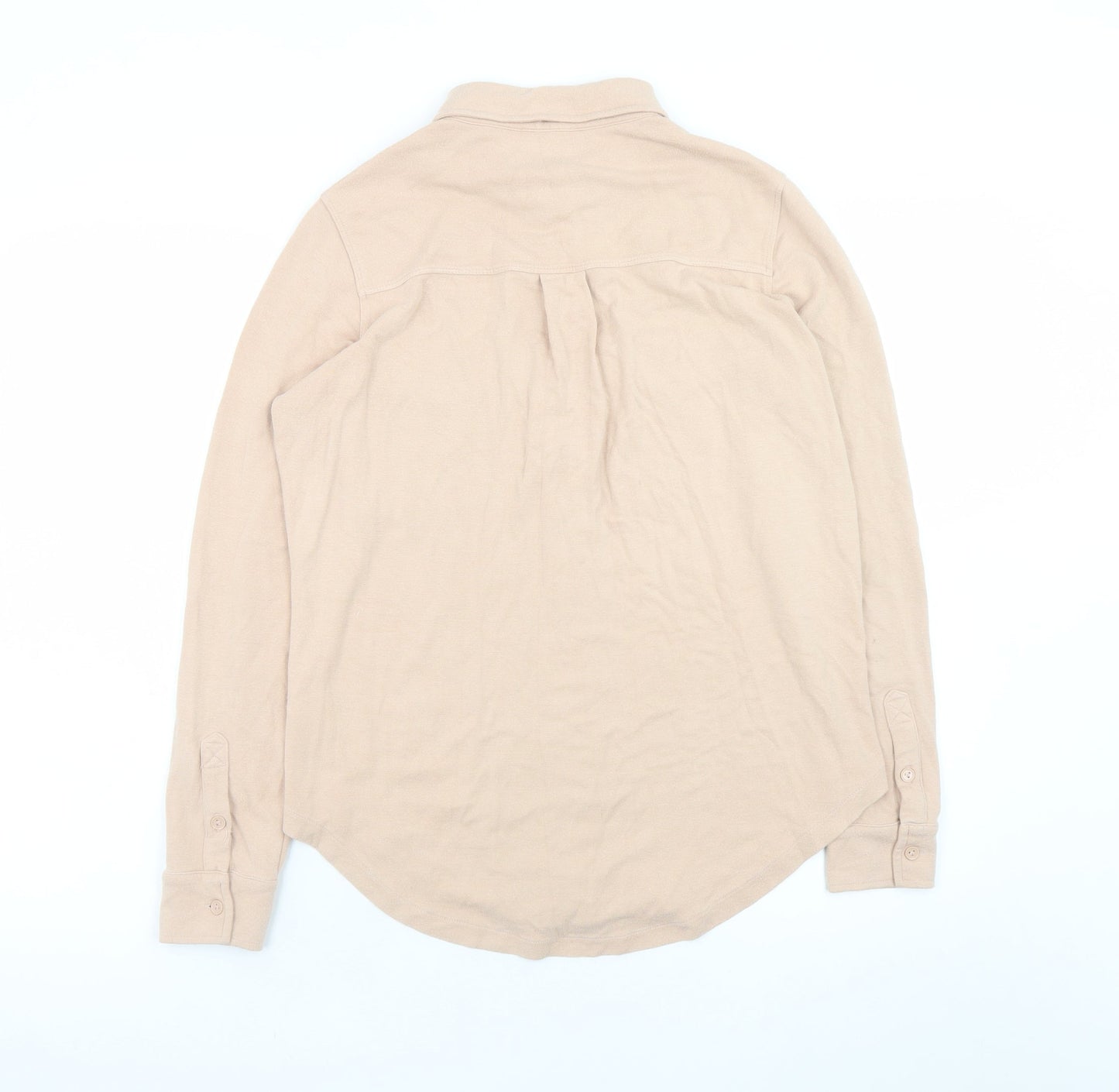 Reiss Women's Beige Long Sleeve Button-Up Shirt M