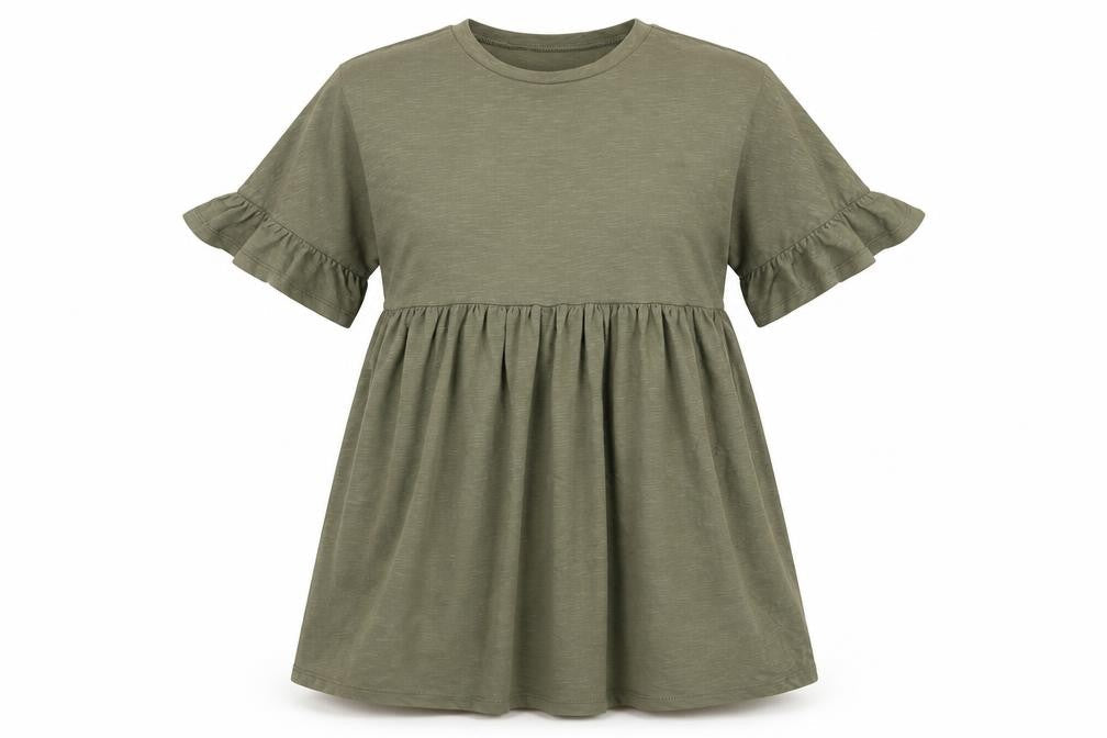 Front view of ASOS Women’s Green, size UK 10, Cotton Smock Knee Length Dress