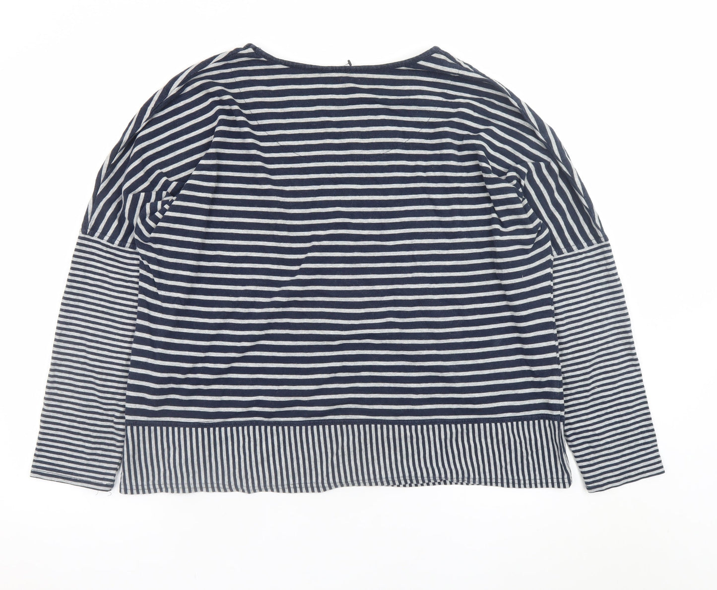 Braintree Women Blue White Striped Jersey Long Sleeve Top XL