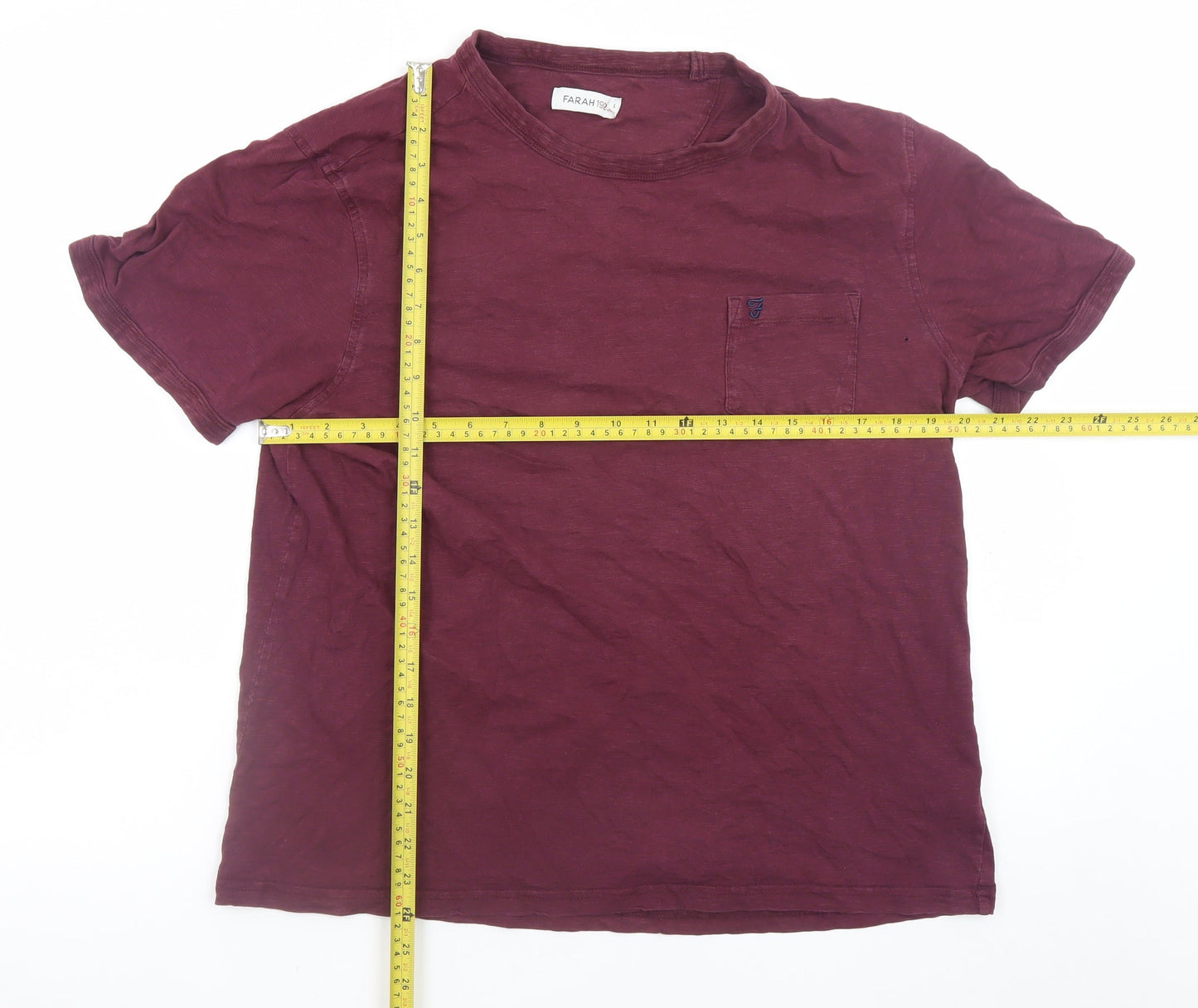 Farah 1920 Men's Burgundy Cotton Crew Neck T-Shirt Size L