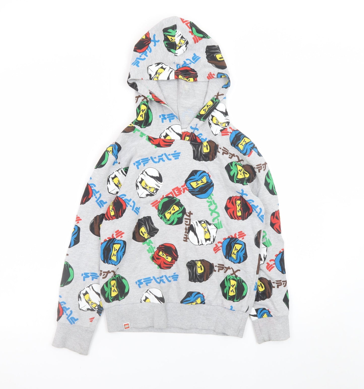 LEGO Boys Grey Multicoloured Pullover Hoodie Ninjago Print Size 9-10 Years