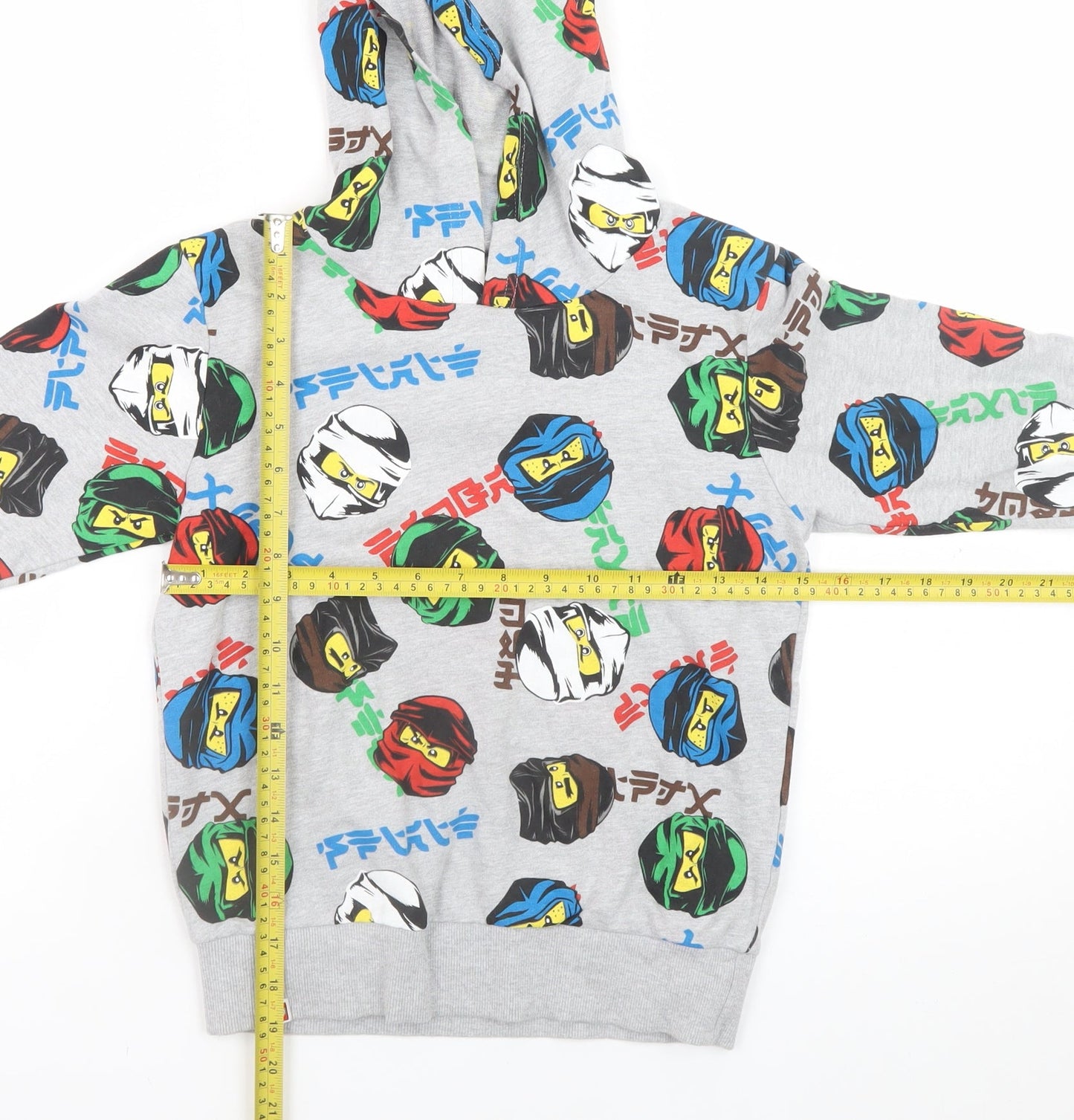 LEGO Boys Grey Multicoloured Pullover Hoodie Ninjago Print Size 9-10 Years