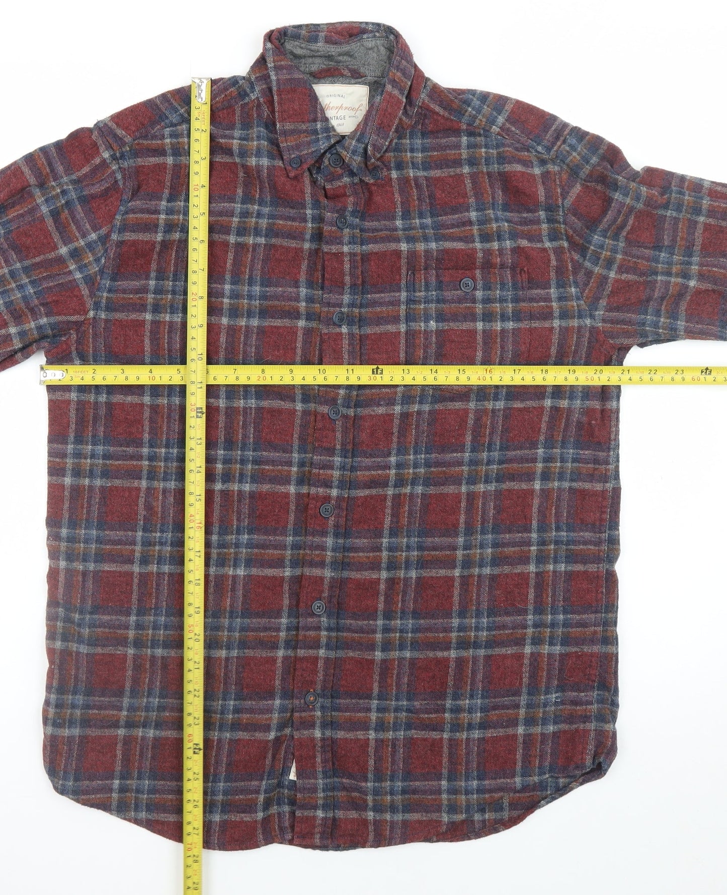 Weatherproof Vintage Men's Red Plaid Flannel Button-Up Shirt Size L