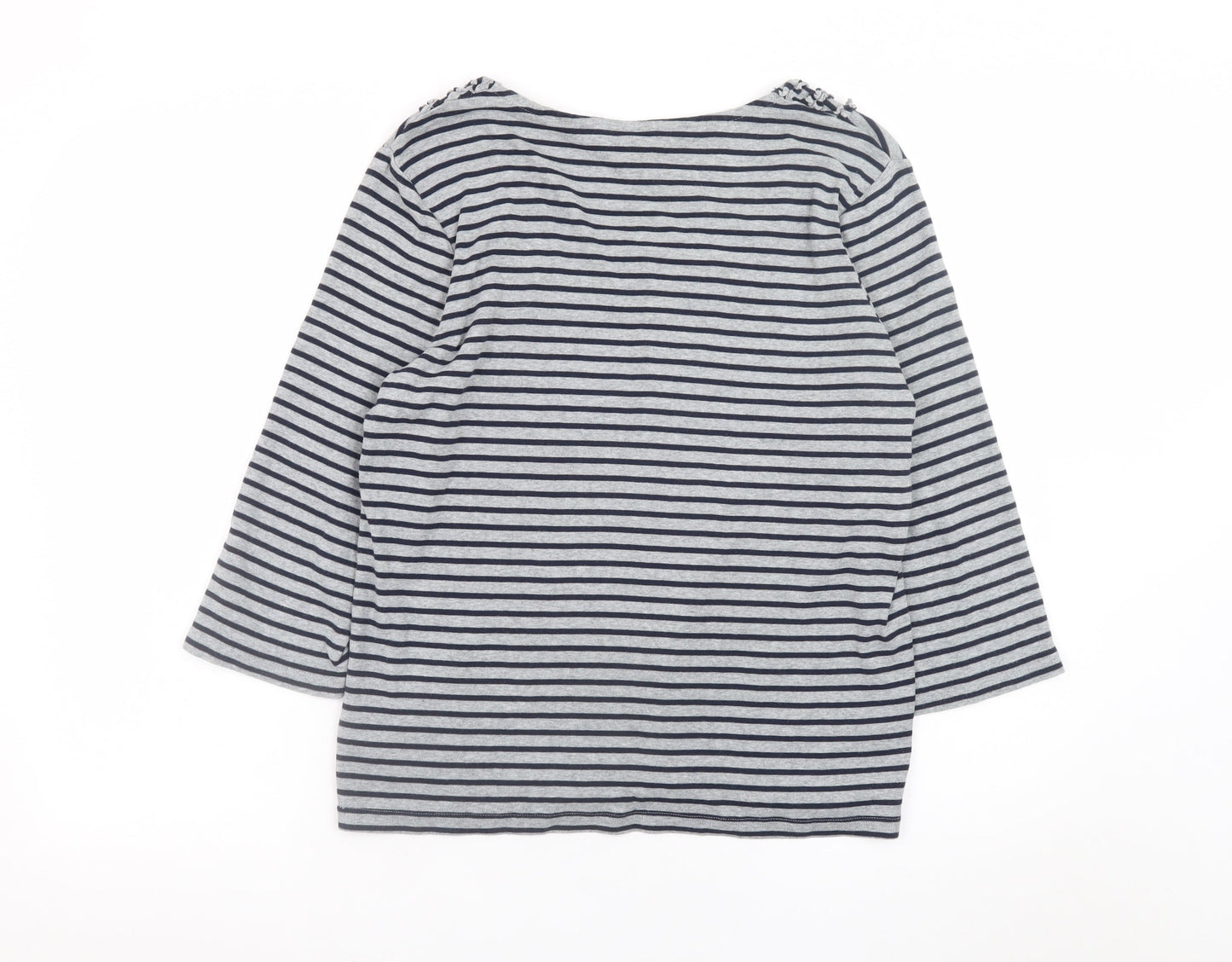 Maine New England Women's Blue Striped 3/4 Sleeve Cotton T-Shirt Size 16