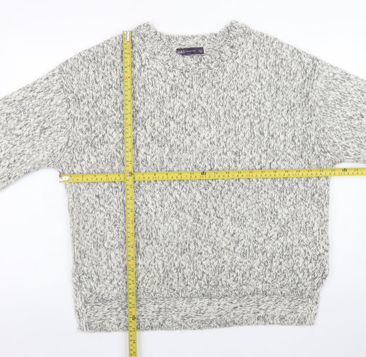 Marks and Spencer Mens Grey Chunky Knit Crew Neck Pullover Jumper Size L