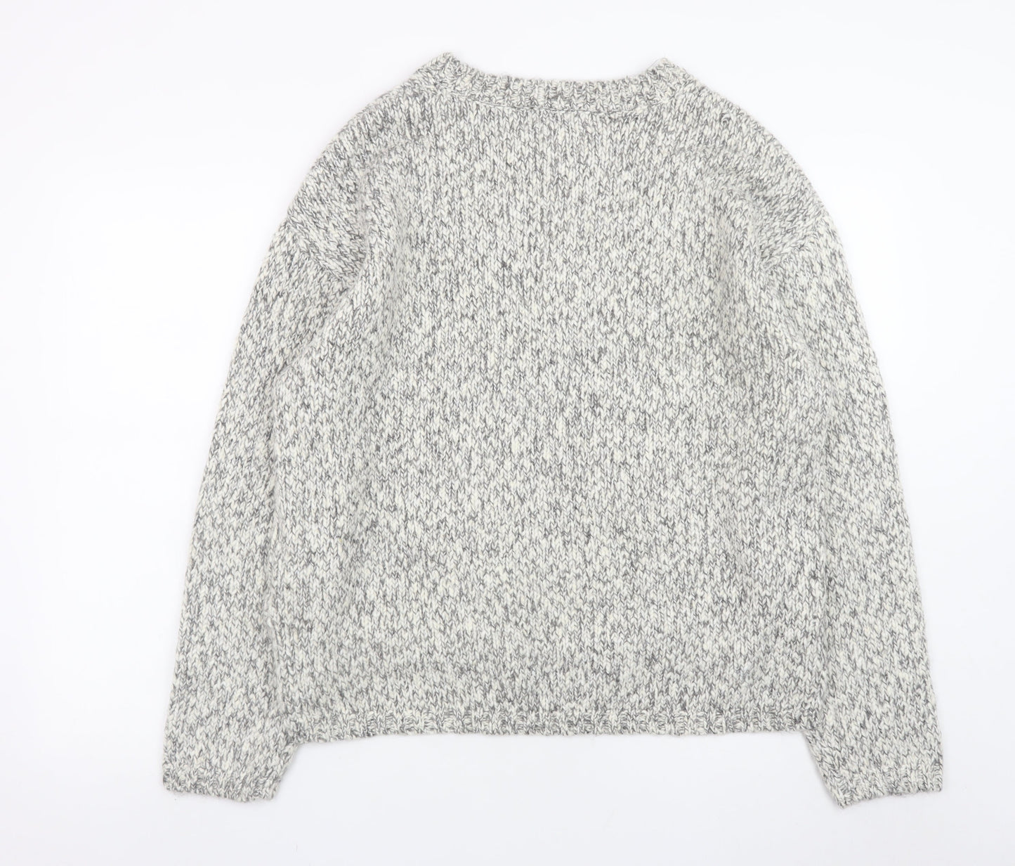 Marks and Spencer Mens Grey Chunky Knit Crew Neck Pullover Jumper Size L