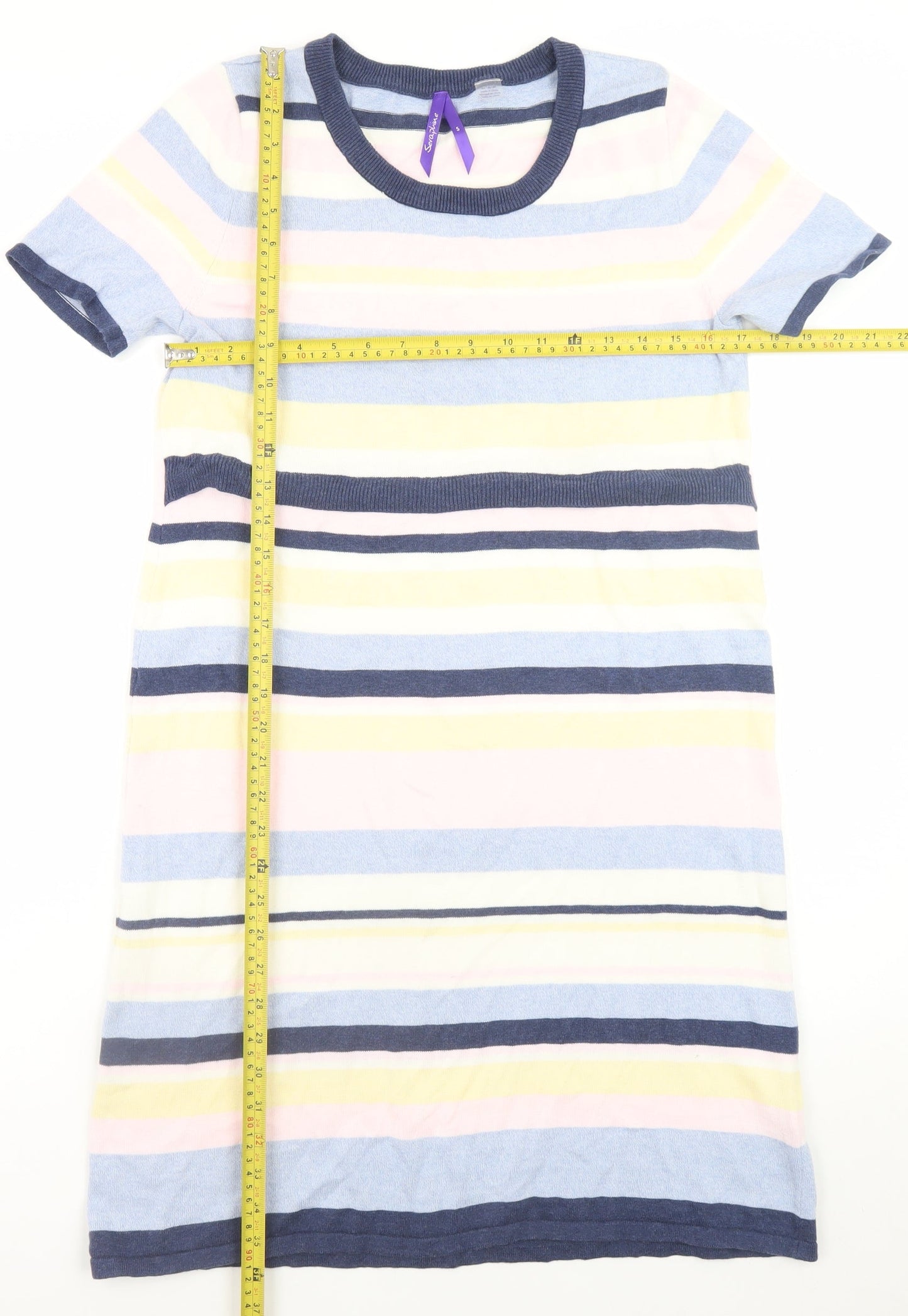 Seraphine Women’s Multicoloured Striped Cotton Maternity T-Shirt Dress Size S