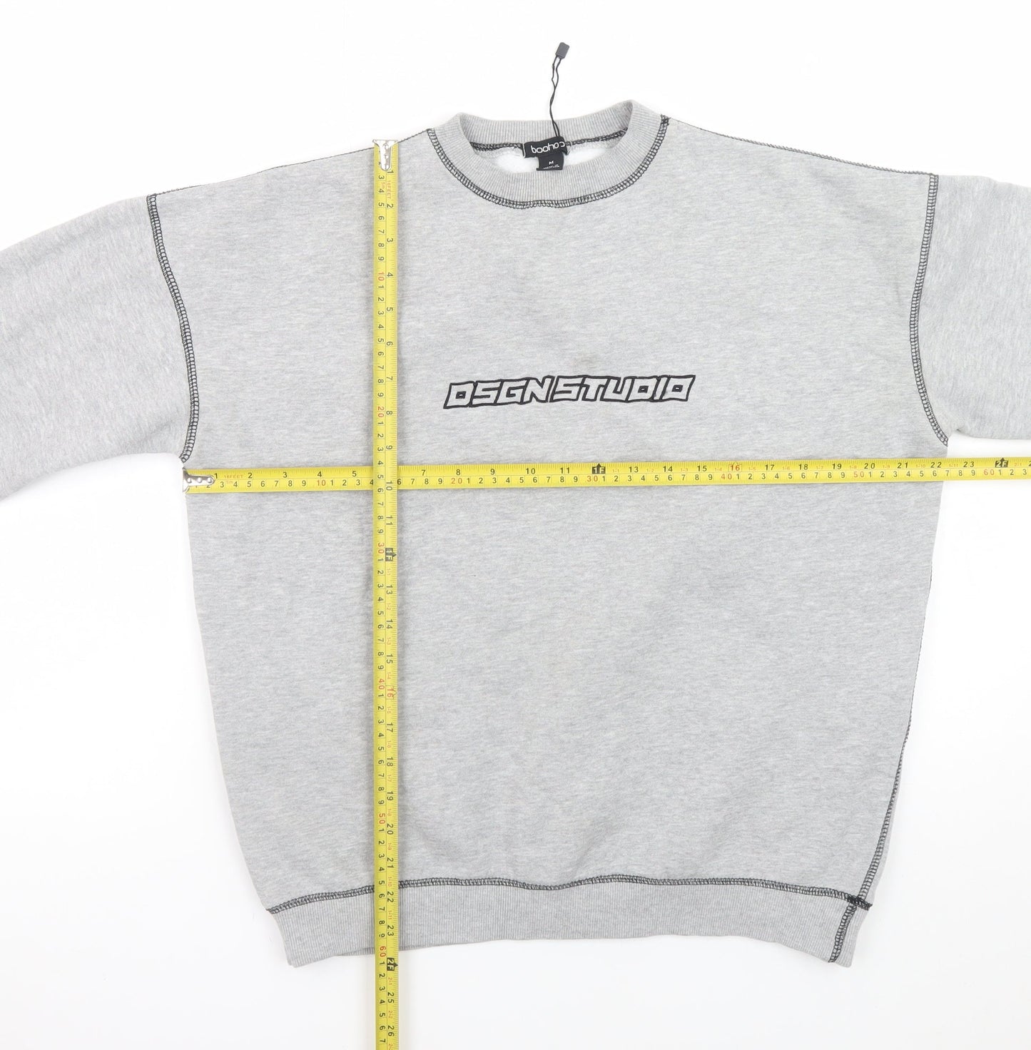Boohoo Men's Grey Dsgn Studio Crew Neck Graphic Sweatshirt M