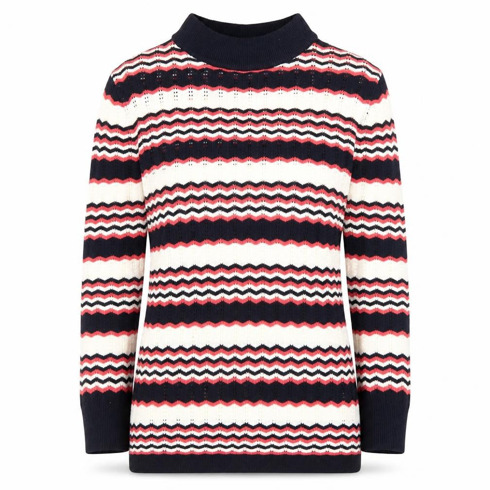 Papaya Women’s Multicoloured High Neck Striped Knit Jumper Size 8