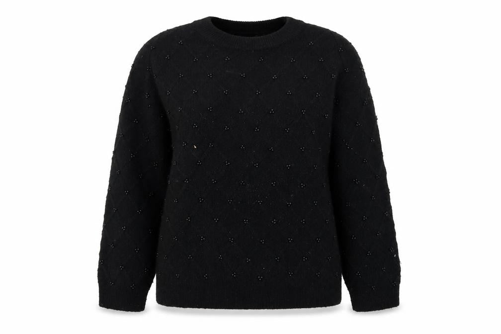 Marks and Spencer Women's Black Beaded Knit Pullover Jumper M