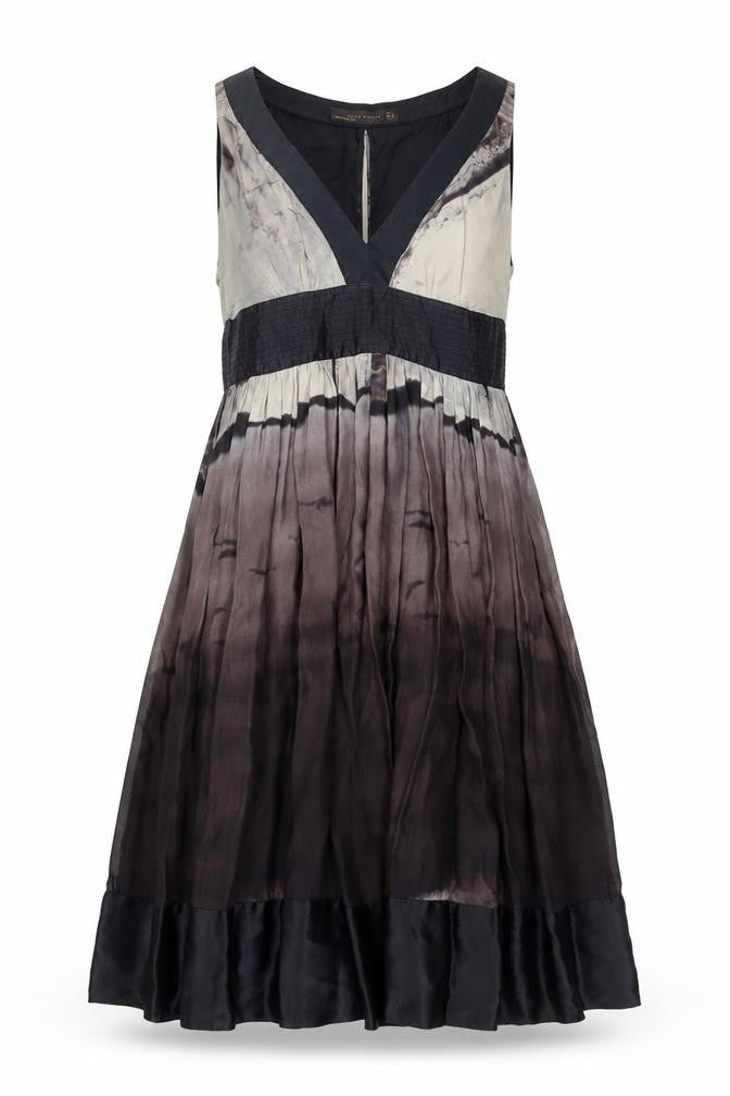 Zara Woman Women Multicoloured Size 8 Silk A-Line V-Neck Dress