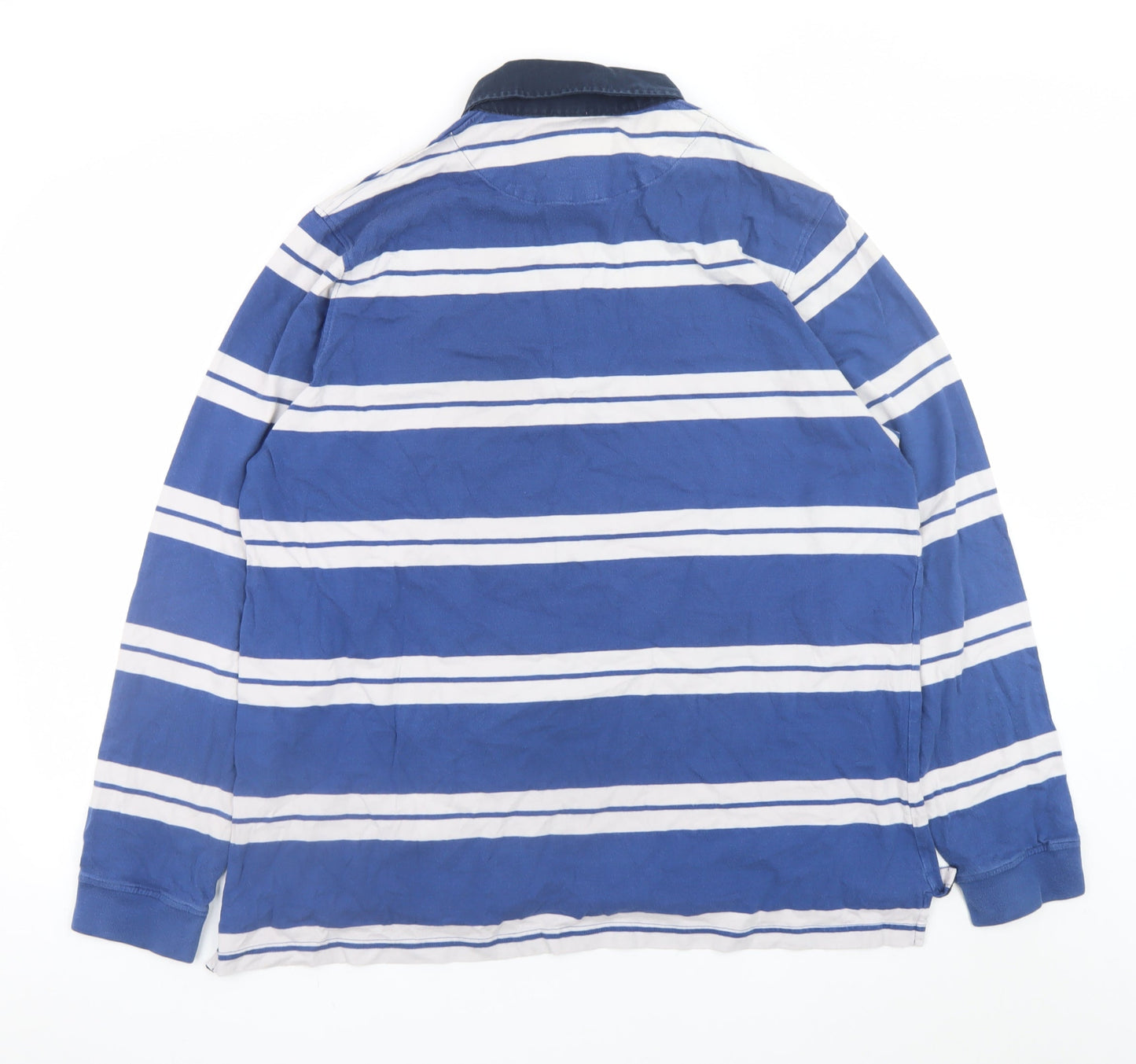 Bernardino Faria Men's Blue Striped Long Sleeve Rugby Shirt XL