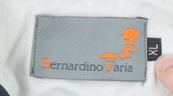 Bernardino Faria Men's Blue Striped Long Sleeve Rugby Shirt XL