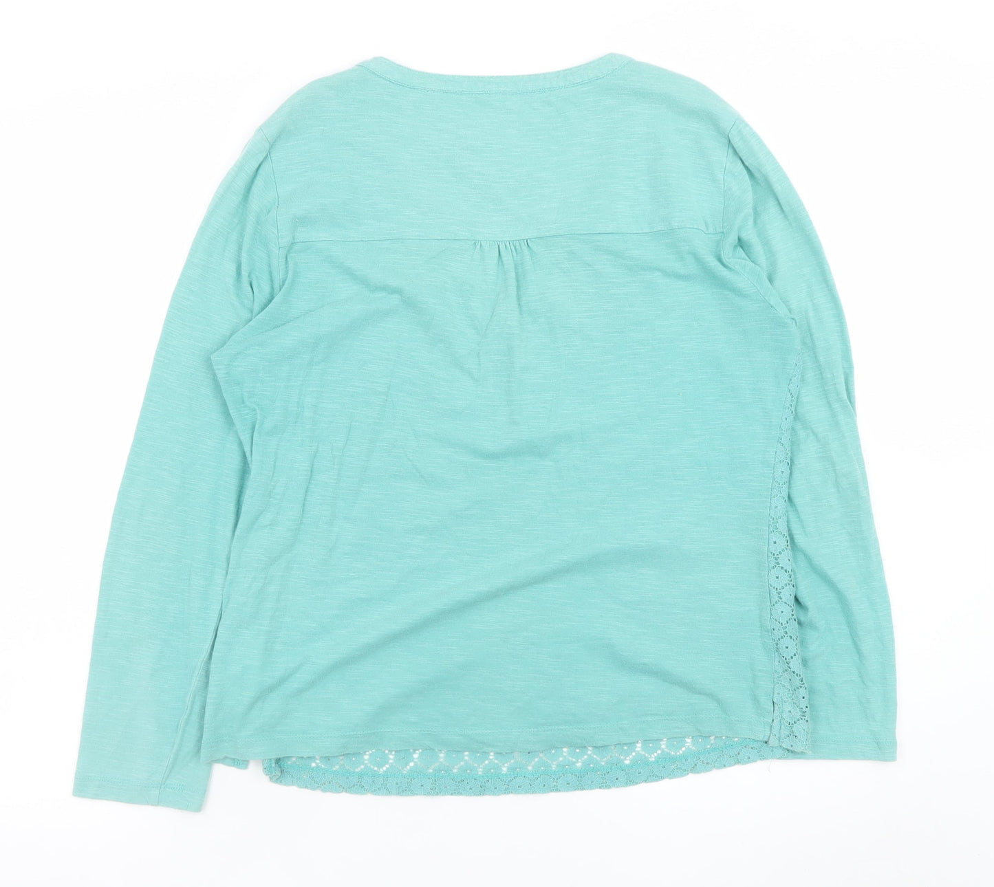 Mistral Women's Green Cotton Lace Henley Tunic Blouse Size 14