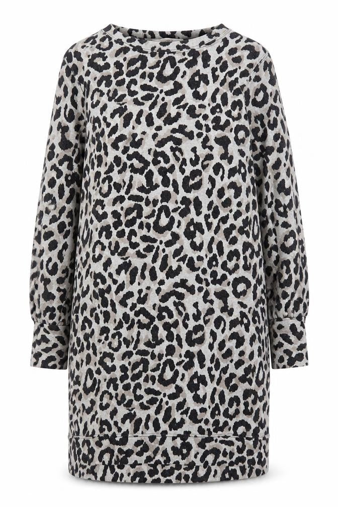 Oasis Women’s Grey Leopard Print Knit Shift Dress Size S