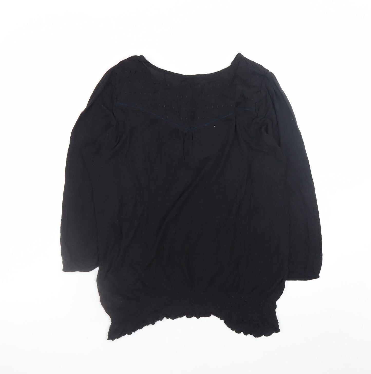 Next Women's Black Cotton Long Sleeve Tunic Blouse Size 18