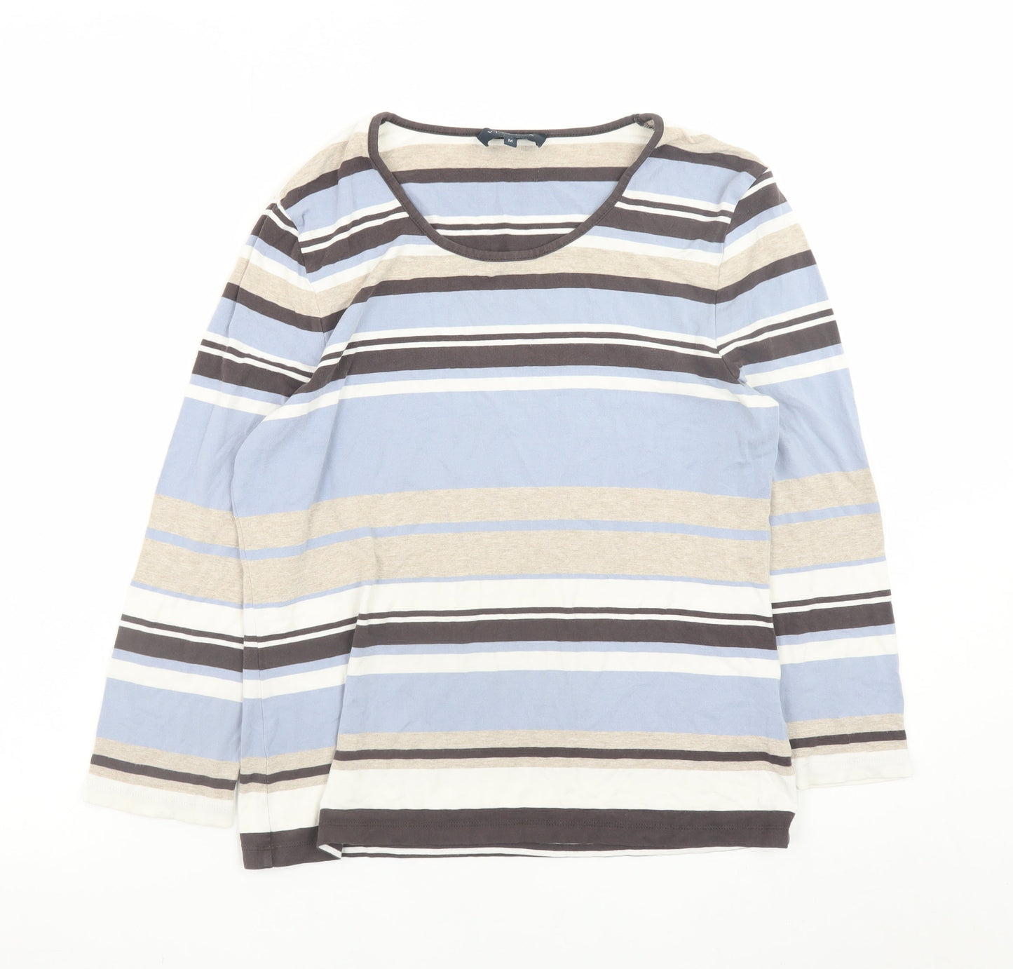 Viyella Women's Multicoloured Striped Long Sleeve Cotton T-Shirt M
