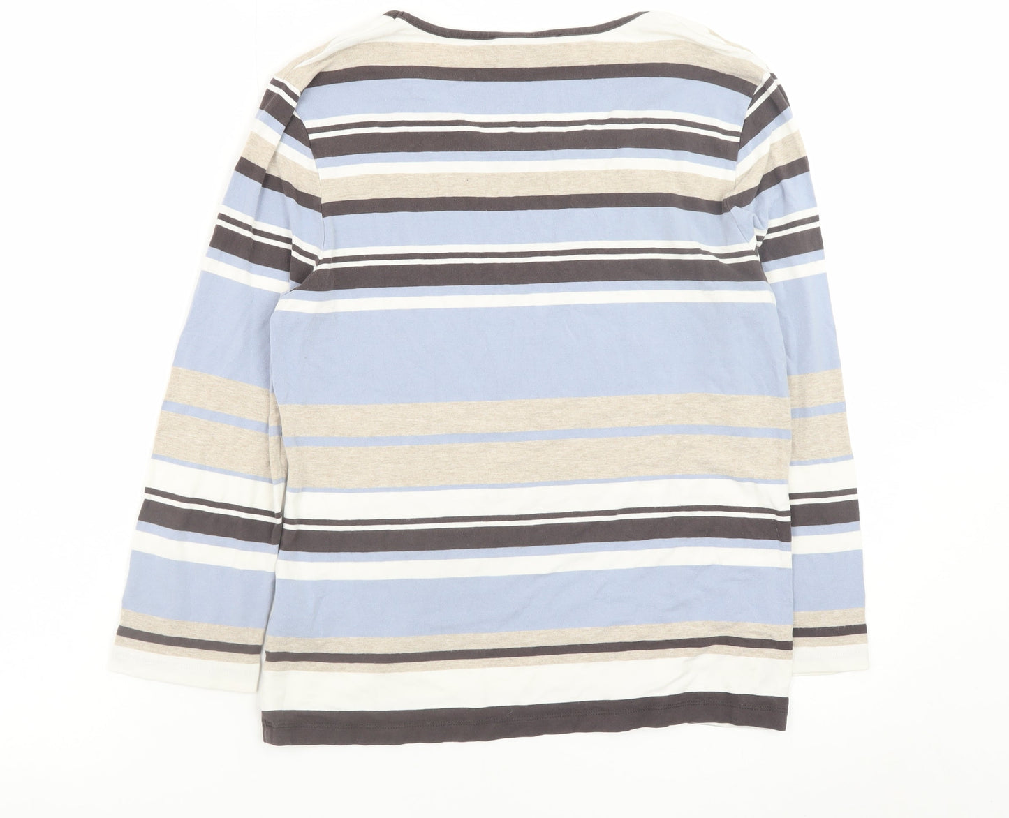 Viyella Women's Multicoloured Striped Long Sleeve Cotton T-Shirt M