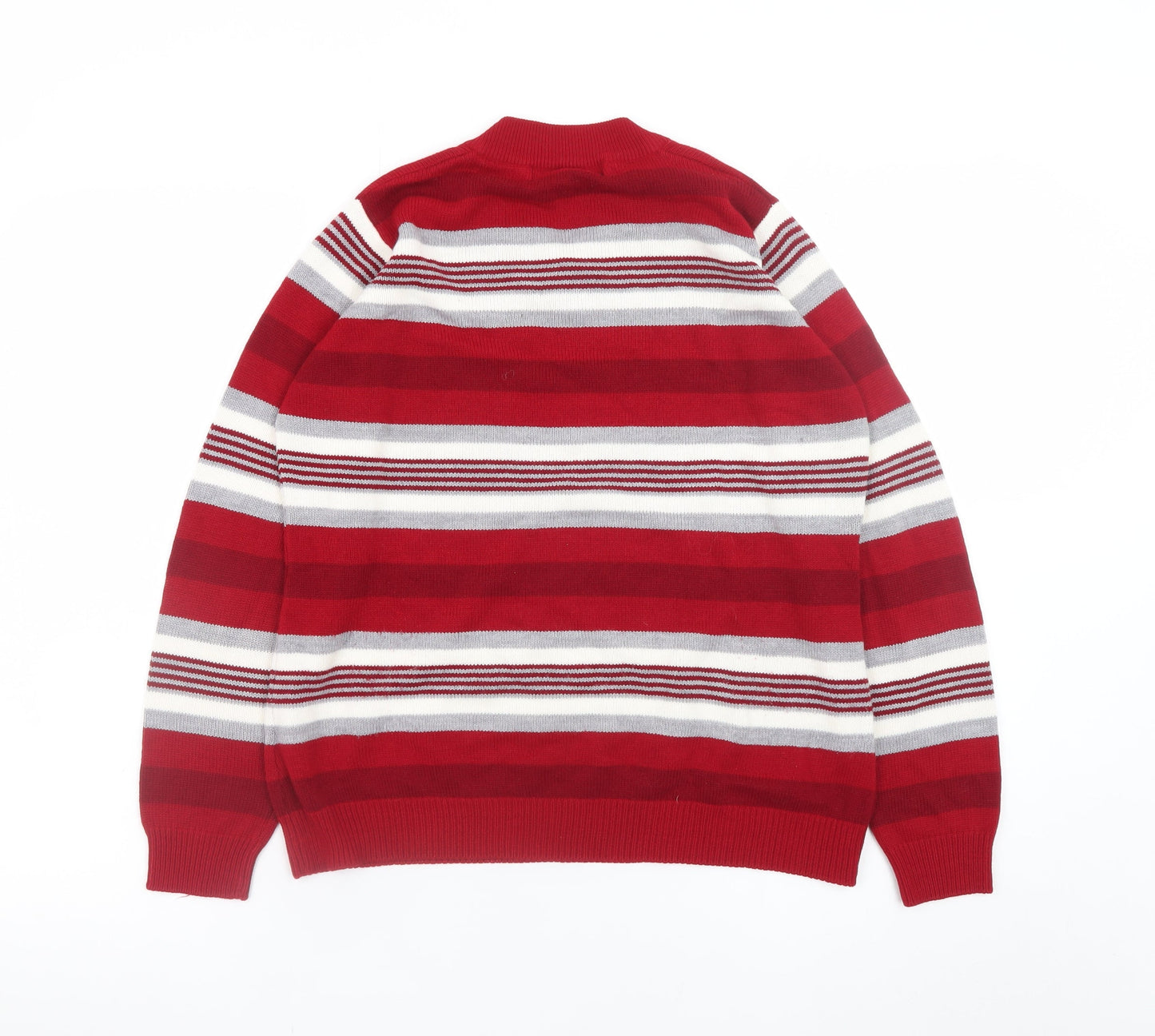 ISLE Essentials Women Red Striped V-Neck Pullover Jumper Size 14
