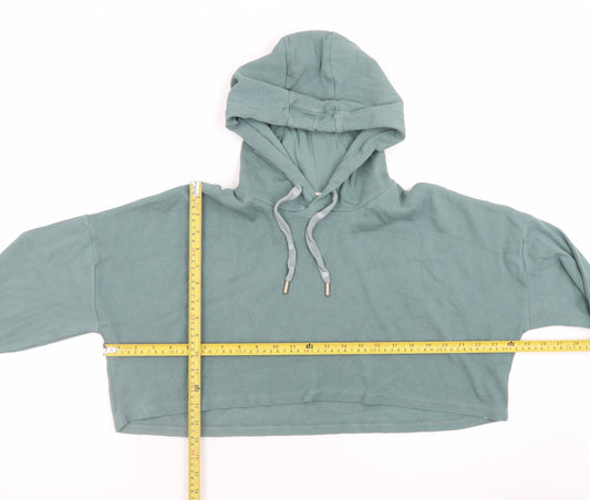 River Island Womens Green Cropped Pullover Hoodie UK 14