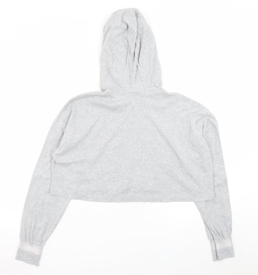 River Island Women Grey Marl Cropped Pullover Hoodie UK 12