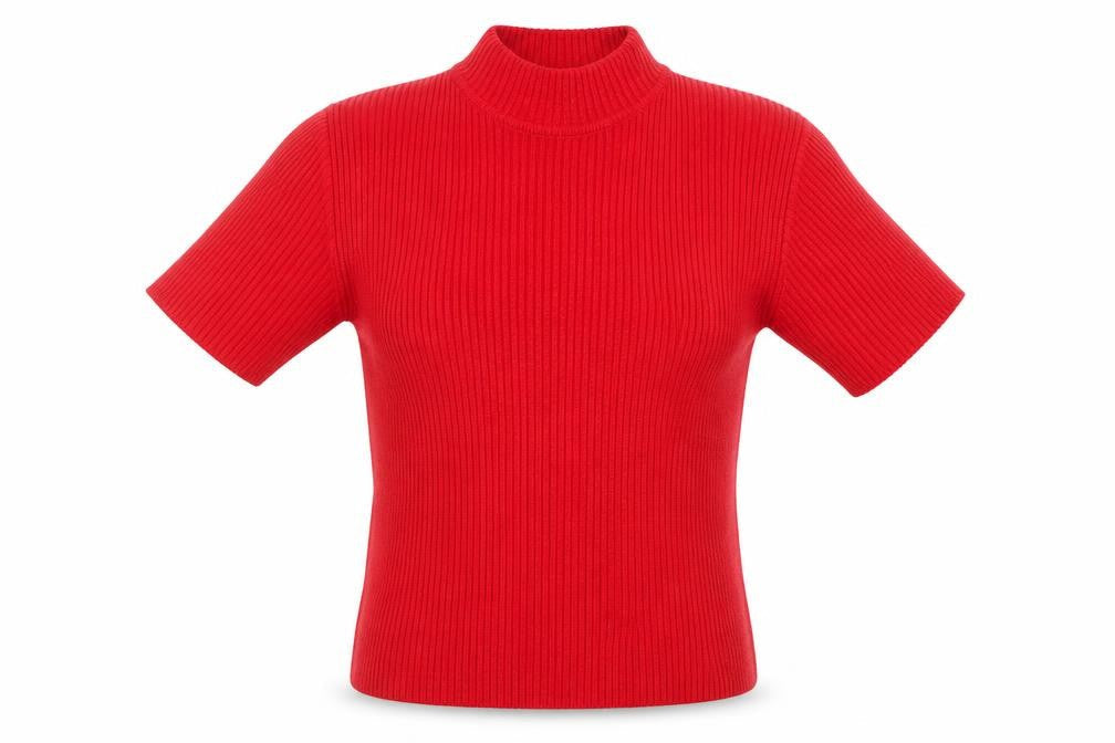 Bonmarché Women's Red Mock Neck Short Sleeve Pullover Jumper XL