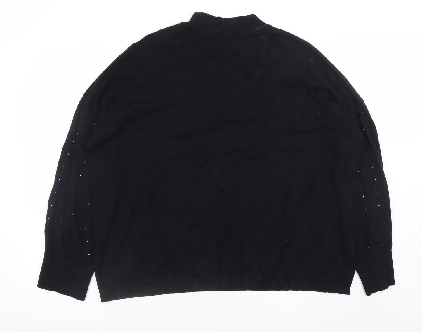 Peacocks Womens Black Size 24 Mock Neck Beaded Pullover Jumper