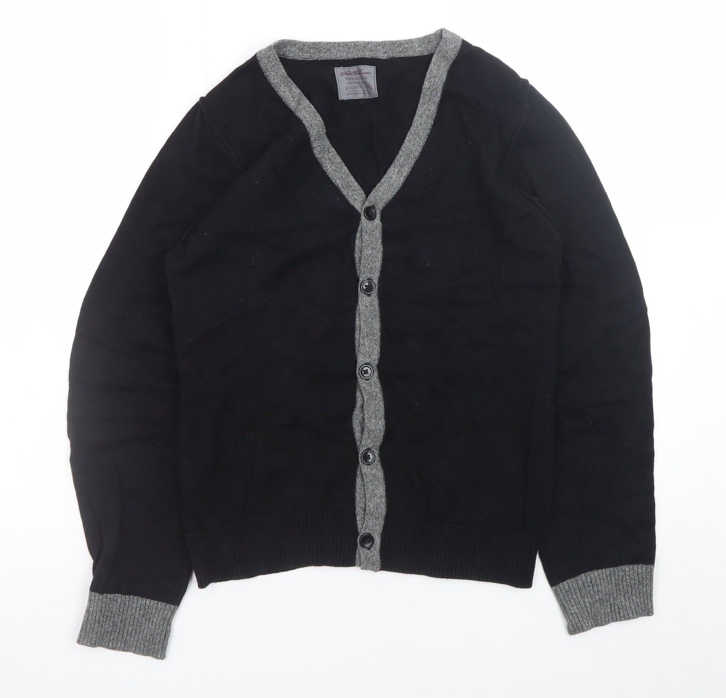 Next Teens Black Cotton V-Neck Button Cardigan Size 13 Yrs