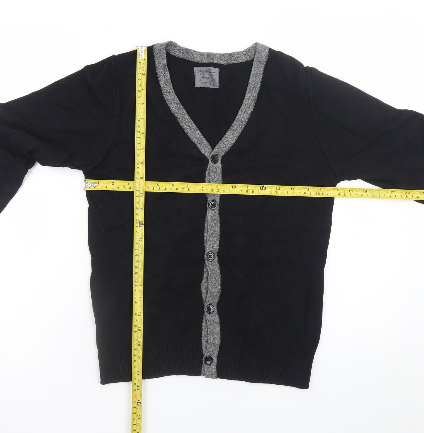 Next Teens Black Cotton V-Neck Button Cardigan Size 13 Yrs