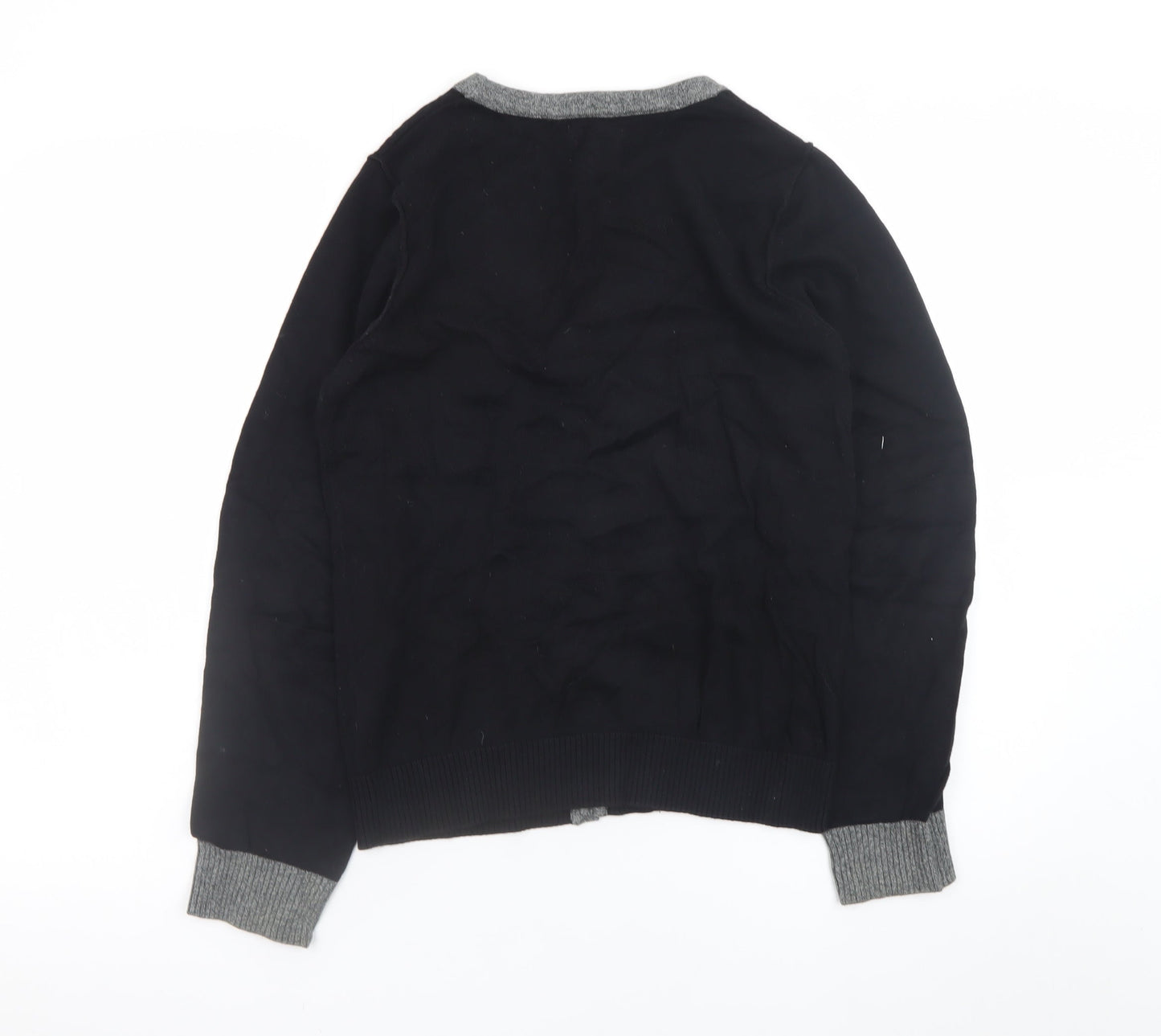 Next Teens Black Cotton V-Neck Button Cardigan Size 13 Yrs